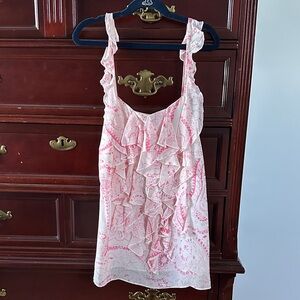 Banana Republic Pink and White Floral Top Silk